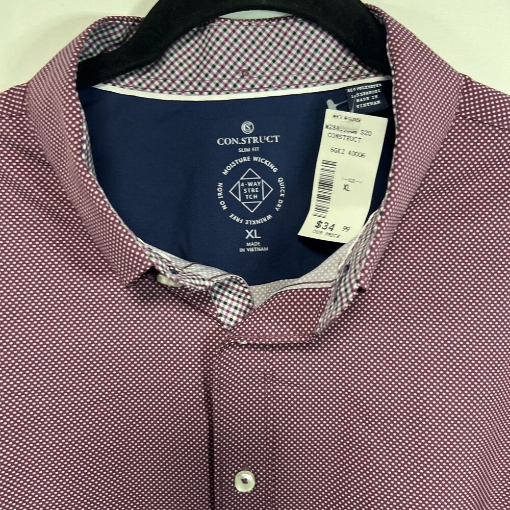 Con.struct Slim Fit Wrinkle Free Flip Cuff Button Up Men’s XL - Picture 3 of 8